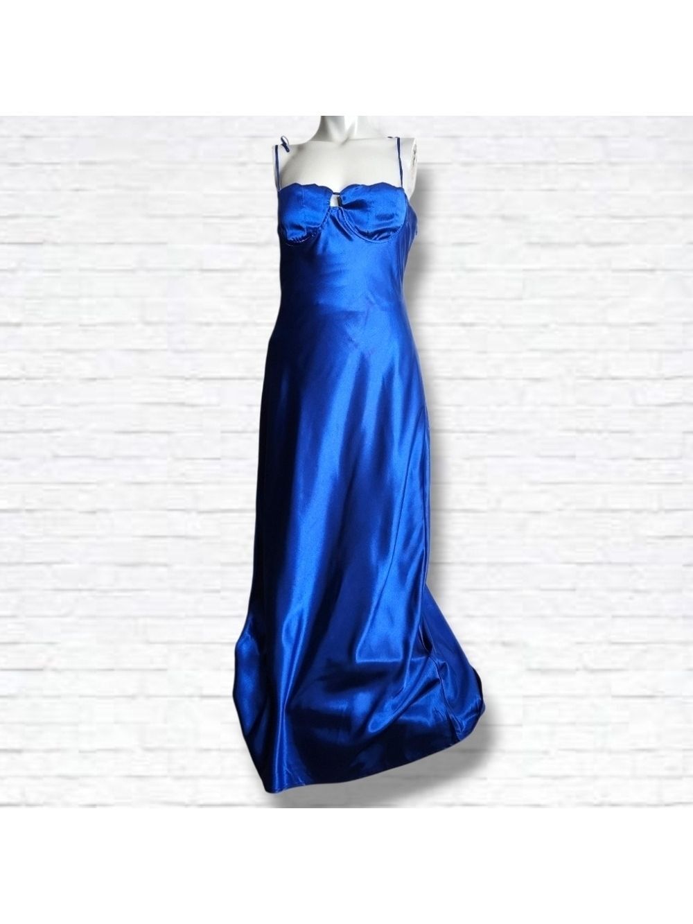 Thirty/Thirty LA Blue Satin Maxi Length Spaghetti Strap Slip Dress Size L